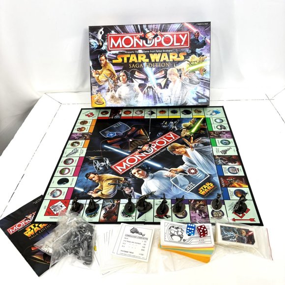 Monopoly Star Wars Saga Edition Board Game Complete Set Collectible 2005 - Picture 4 of 14